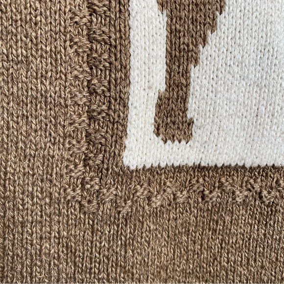 Vintage 80’s 90’s Cotton Country Parkhurst Brown Cream Crewneck Sweater Moose M - Picture 6 of 9